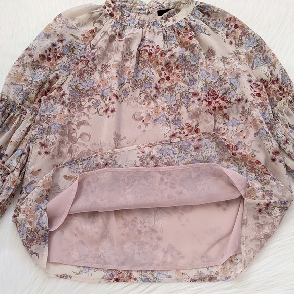 VICI Floral Ruffled High Neck Boho Blouse Top | S - Picture 8 of 12